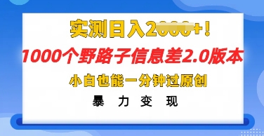 2025抖音1000个野路子信息差最新玩法,一分钟过原创,暴力变现月入几k-聚伍星盟