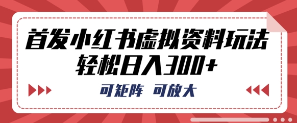 首发小红书虚拟资料玩法，可矩阵，可放大，轻松日入3张-聚伍星盟