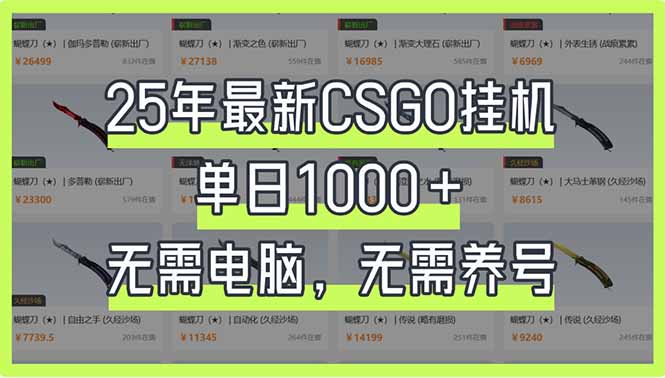 （14178期）25年最新CSGO挂机系统，单日1000+，无需电脑，无需养号，0基础可上手-聚伍星盟