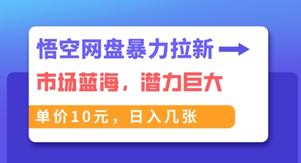 悟空网盘暴力拉新：一单10元，市场空白，日入几张-聚伍星盟