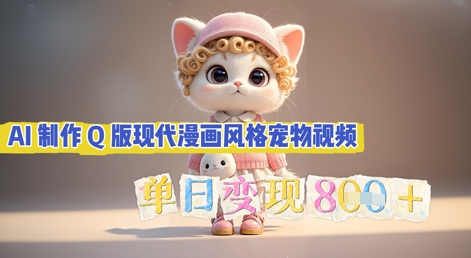 AI制作Q版现代漫画风格宠物视频，单日变现几张-聚伍星盟