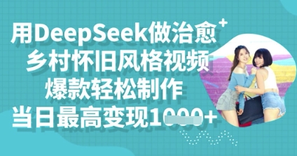 用DeepSeek做治愈乡村怀旧风格视频，爆款轻松制作，当日最高变现多张-聚伍星盟